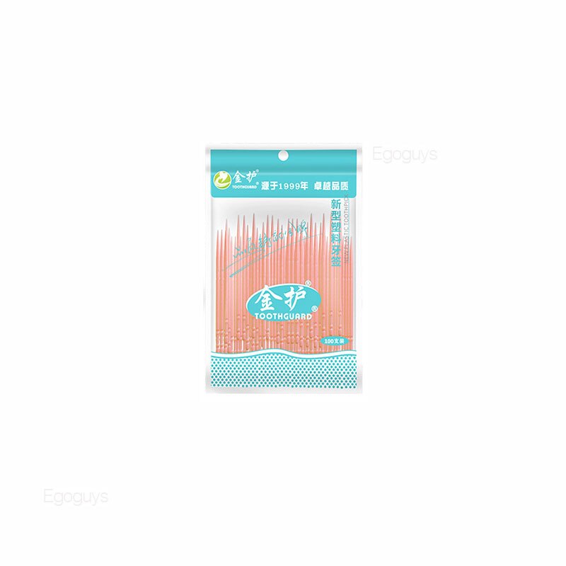 100 st tvåsidiga plasttandpetare rena tänder interdentalborste tandtråd munhygienvård tandpetare verktyg 6.3cm: 100 st orange