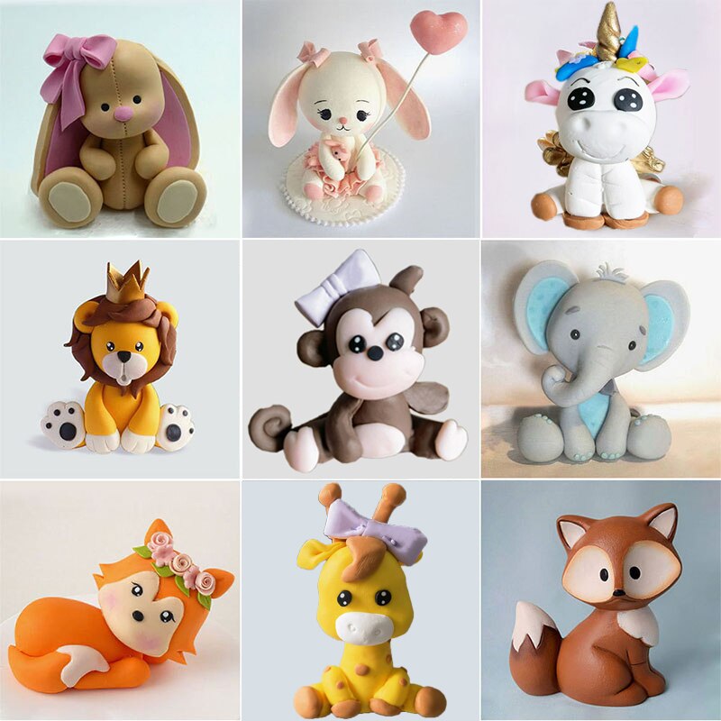 Decoración Para pastel de animales del bosque, adorno para tarta de feliz primer cumpleaños, de jungla, bosque, Safari, León, mono, conejo, adorno para pastel para niños, Baby Shower