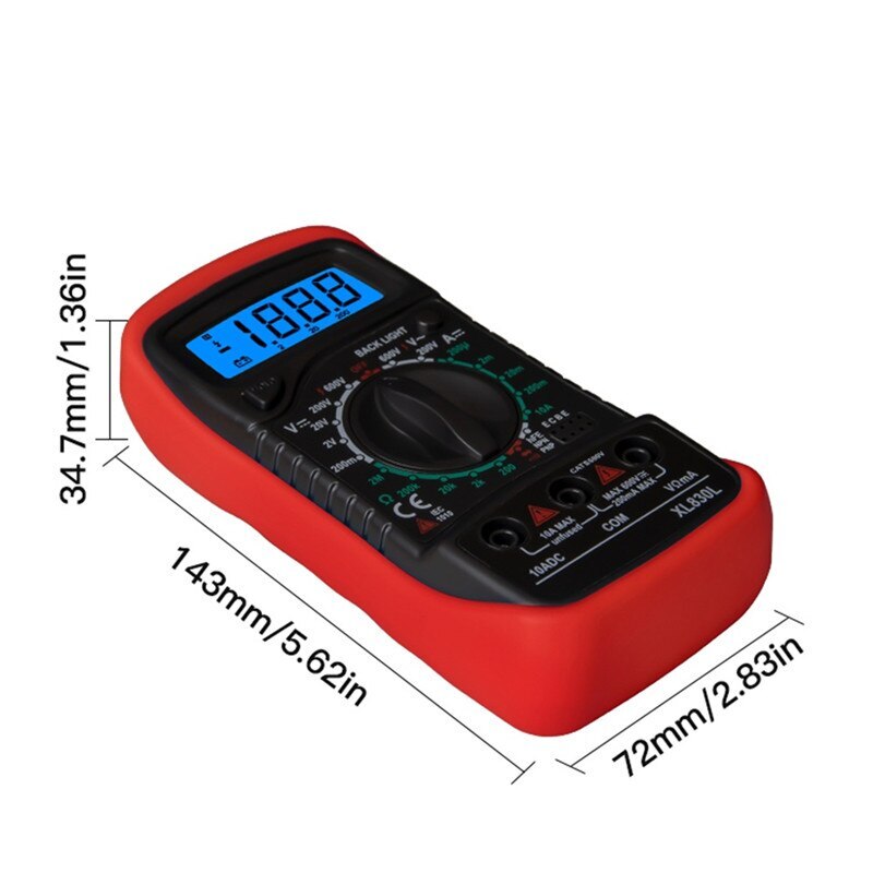 XL830L Handheld Digital-Multimeter LCD Hintergrundbeleuchtung Tragbare DC Amperemeter Voltmeter Ohm Spannung Tester Meter Multimetro