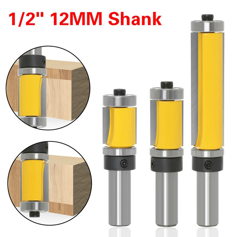 1/3 pièces 1/2 "12mm tige Double roulement garniture droite routeur peu coupe fente couteau fraise carbure affleurant le travail du bois