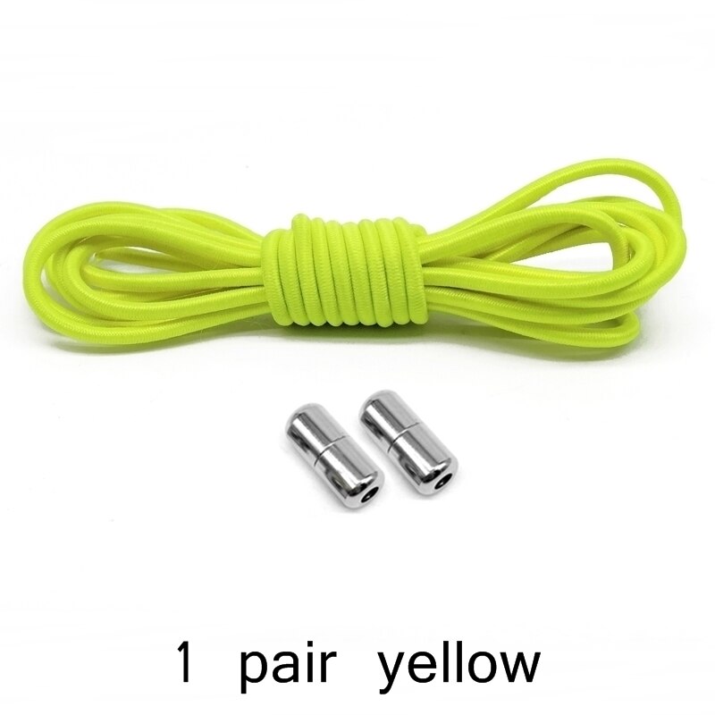 Cordones de zapato elásticos con cerradura de Metal para niños y adultos, Cordones redondos para zapatillas, cordones rápidos, tiras de zapatos perezosos, sin atar, Z051: yellow