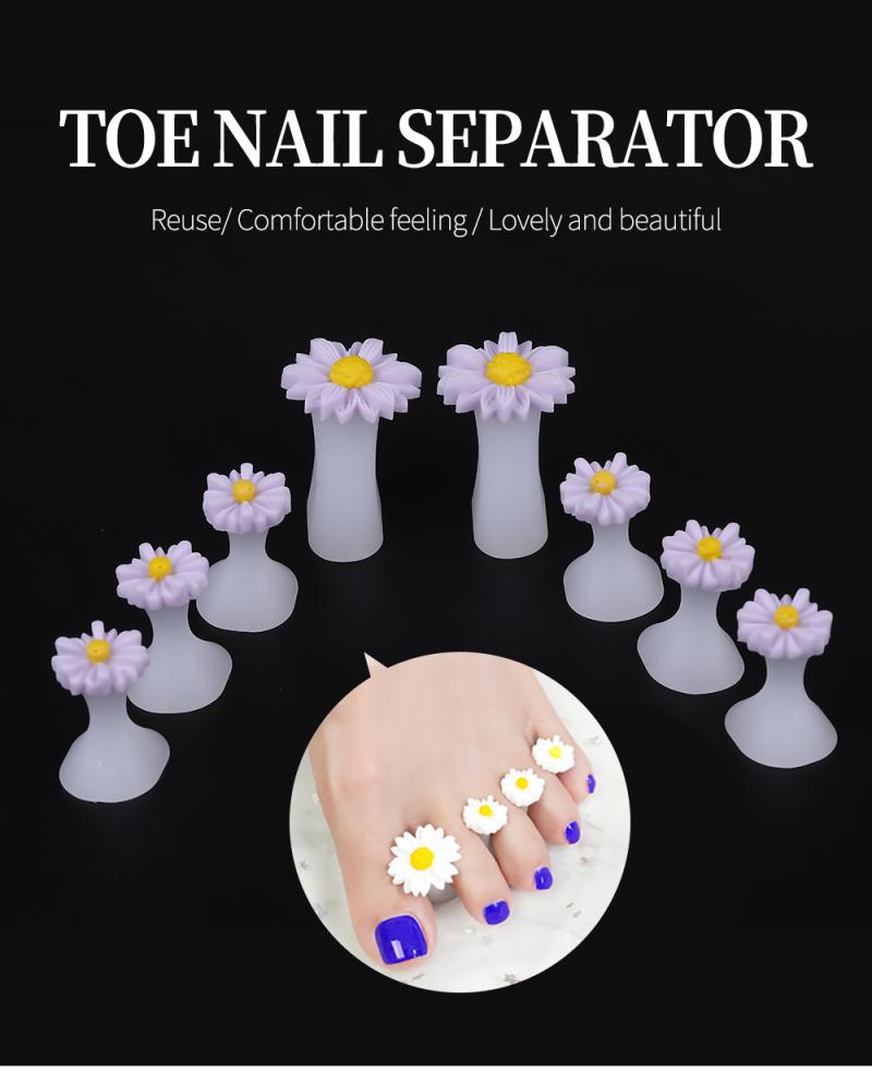 8 unids/set separador de dedos de pie de silicona suave forma de separador de dedos manicura pedicura cuidado de uñas herramienta de arte flor titular Accesorios