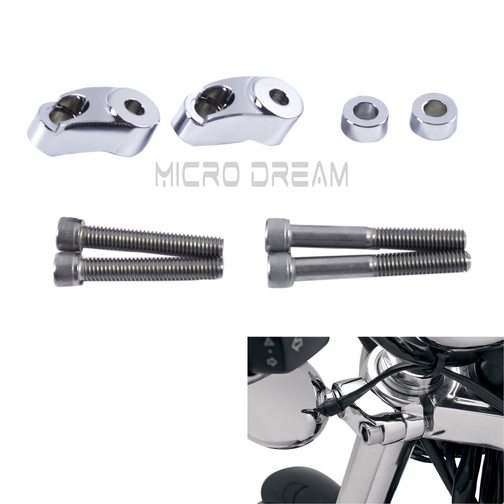 Chrome Front Turn Signal Light Relocation Kit Motorcycle 39-49mm Indicators Mount Adapter For Harley Sportster Dyna Wide Glide