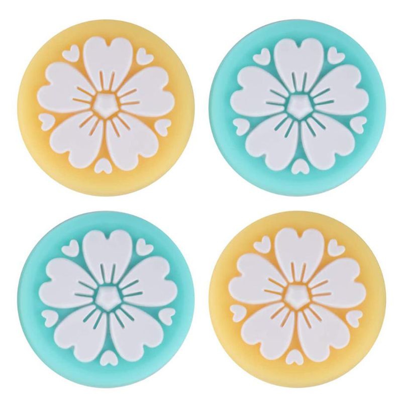 Cubierta de Joystick de 4 Uds de flores de cerezo para pulgar tapas de silicona para interruptor de tendo accesorios de cubierta protectora de mango ligero: A