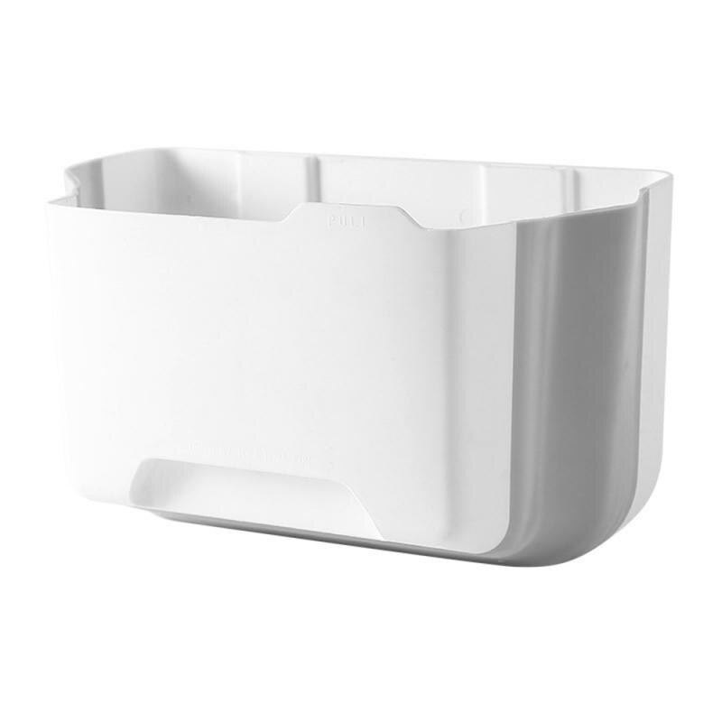 Armario de cocina puerta de pared plegable cubo de basura Puerta de armario de cocina cubo basura colgar montado en casa almacenamiento plegable: Blanco