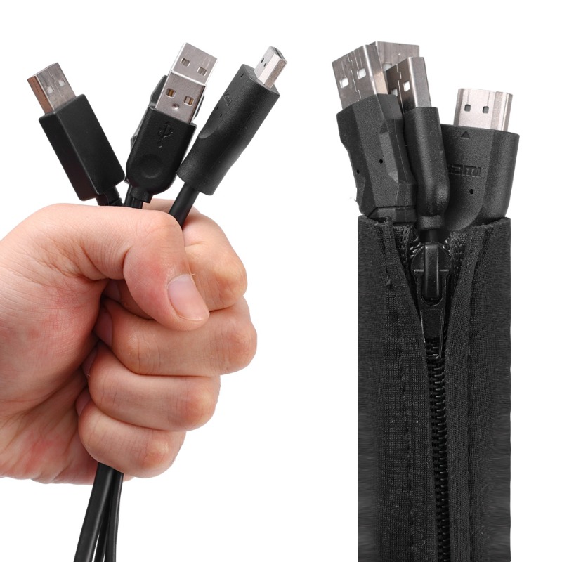 5/1 Uds funda de Cable con cremallera Cable Flexible gestión de cables Protector de cables PC organizador de cables de ordenador para TV ordenador Oficina hogar