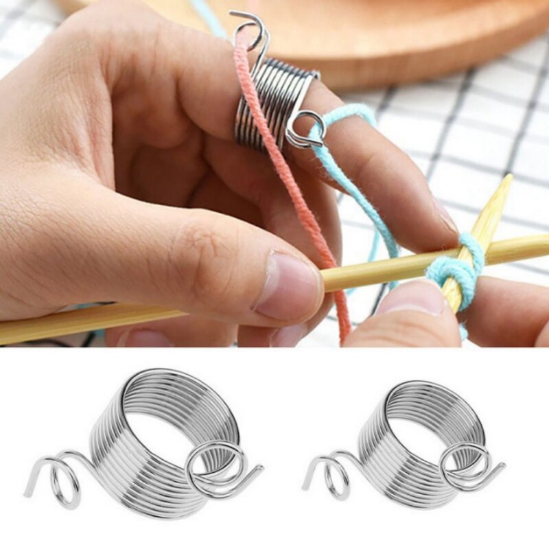 Practical Stainless Steel Knitting Tool Finger Weaving Thimble Yarn Stranding Guide For Knitting Crafts Accessories Tool