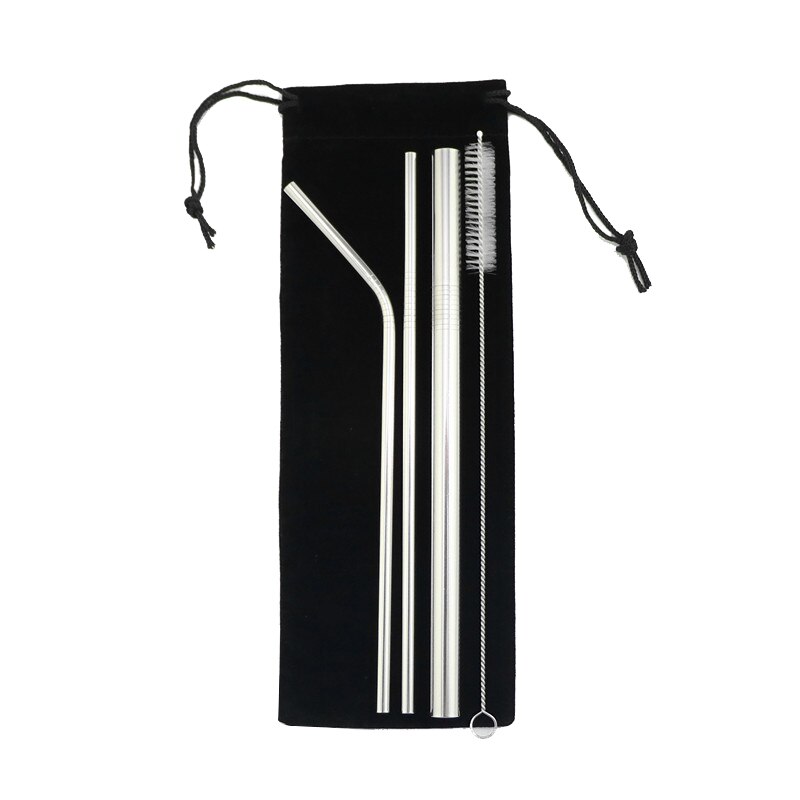 Portable Telescopic Drinking Straw Set 304 Stainless Steel Metal Straw Reusable Travel Keychain Straw With Case Bottle Opener #1: 4pcs sliver