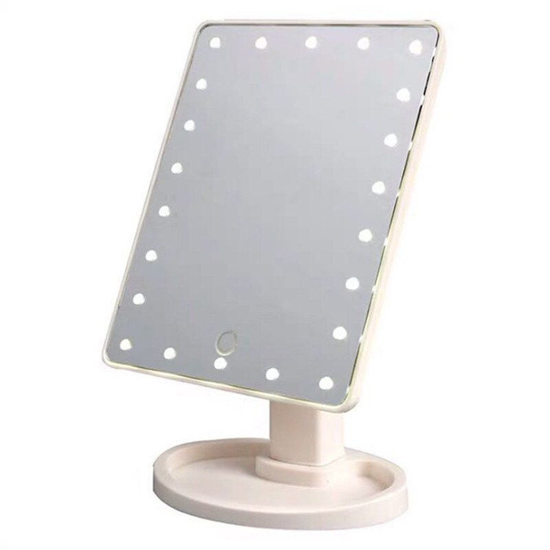 Espejos de maquillaje profesionales con luz LED rosa, luz LED ajustable, espejos de pantalla táctil 16/22, belleza, espejos, cepillo de pestañas: 22LED white