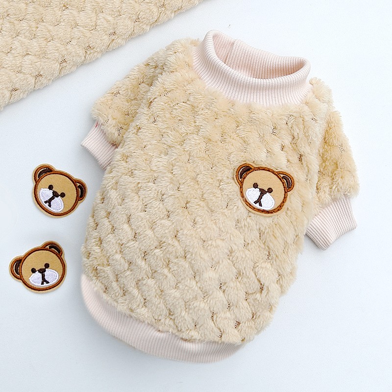 Vêtements pour chiens de compagnie hiver chien sweats à capuche doux chiot pull mignon ours imprimé chat sweat Chihuahua vêtements sweat à capuche pour animaux de compagnie: L / Rouge