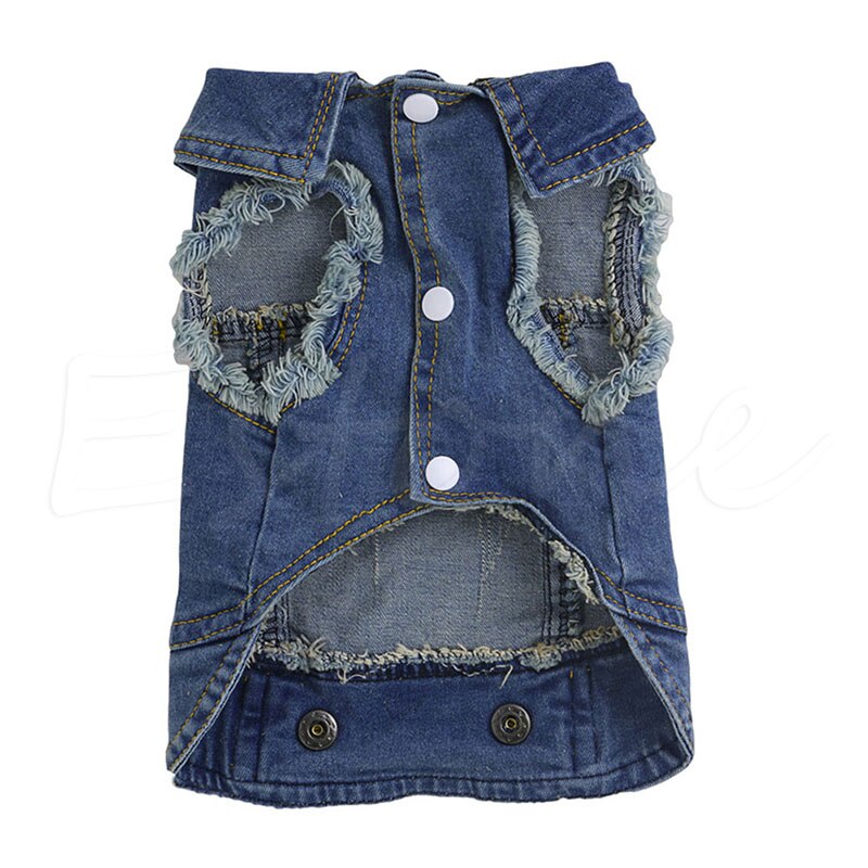 Apparel Denim Pet Dog Puppy Jacket Coats Clothing Sleeveless Clothes H55A