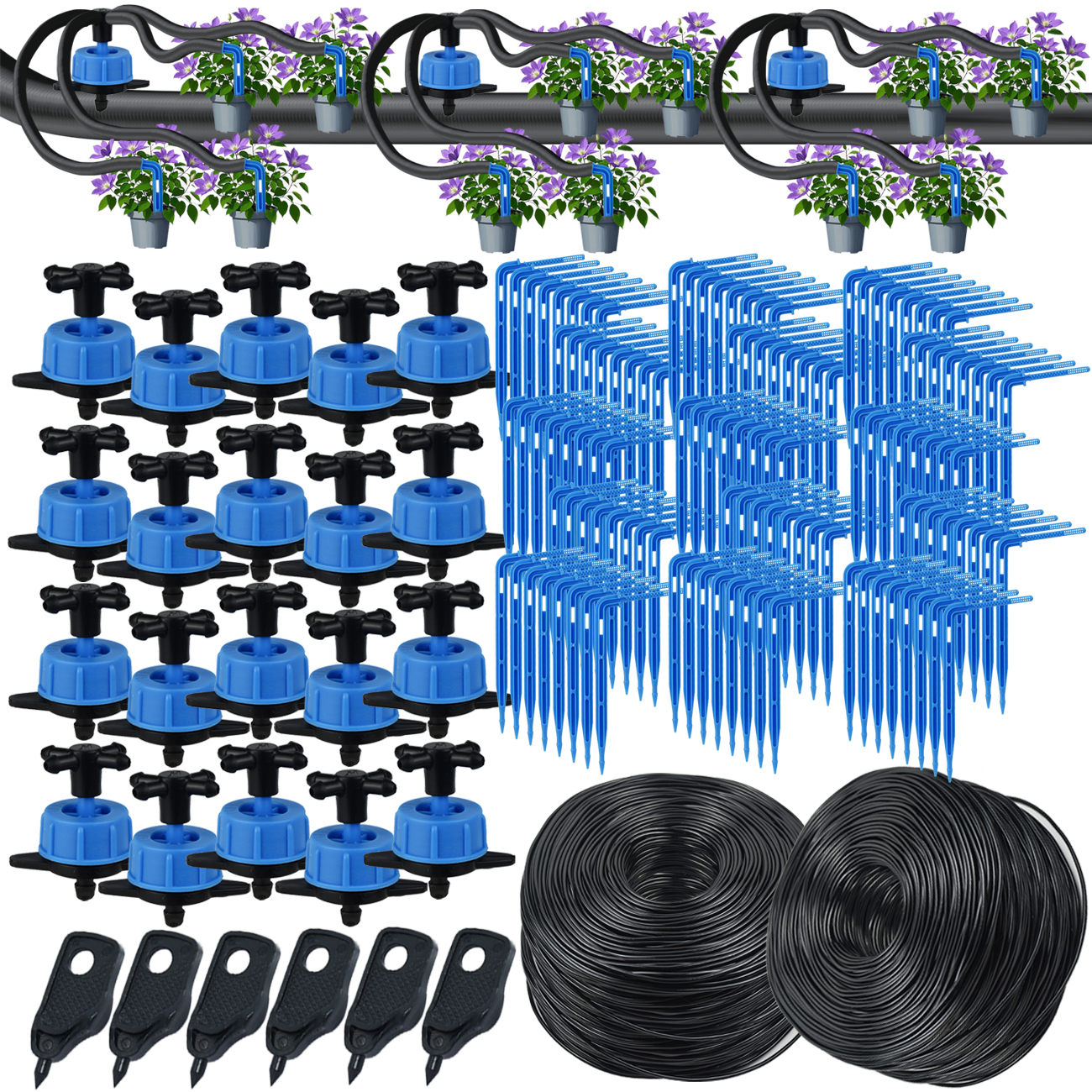 KESLA 10-100M 4Way 2Way 8L Drip Irrigation Kit Transmitter 3/5mm Hose Watering System Dripper Sprinkler Pot Planting Greenhouse