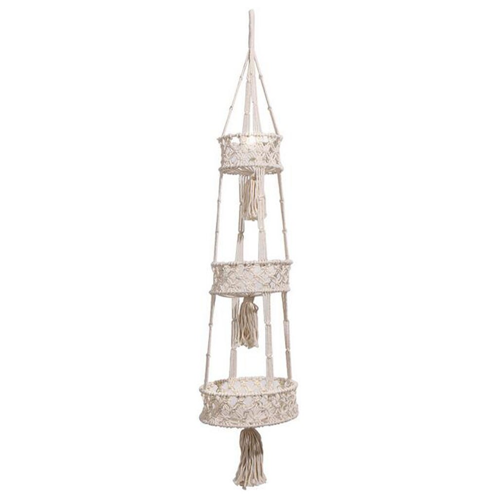 Cesto di frutta appeso Macrame a 3 livelli per cucina appeso amaca di frutta per cesto portaoggetti da parete per organizzazione di verdure, Boho Decor