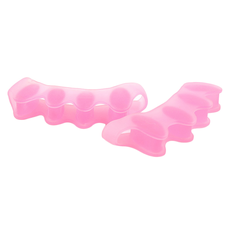 2 Pcs Soft Separator Bunion Pain Relief Nail Art Manicure Tool Silicone Toes Separators Straightener Spreader TSLM1: pink