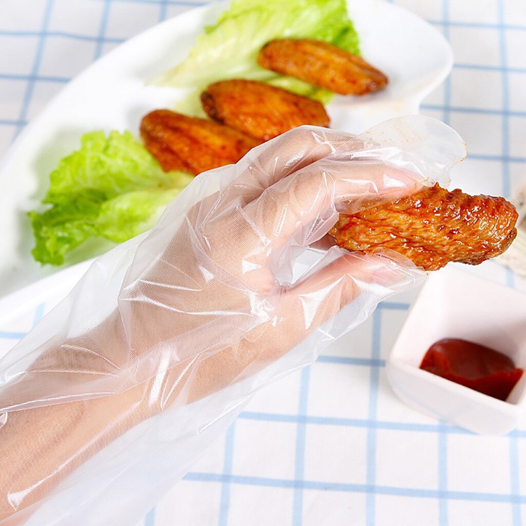 200 Stks/doos Desechables Guantes Transparante Plastic Wegwerphandschoenen Huishoudelijke Keuken Hygiëne Handschoenen Thuis Voedsel Bakken Tool