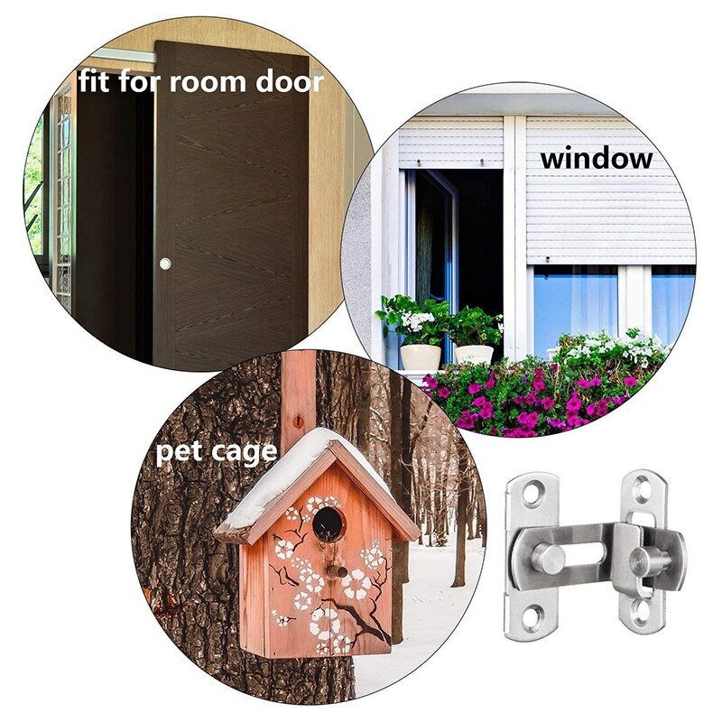 2 Pcs 90 Degree Right Angle Door Latch Hasp Bending Latch Buckle Bolt Sliding Lock Barrel Bolt for Doors and Window