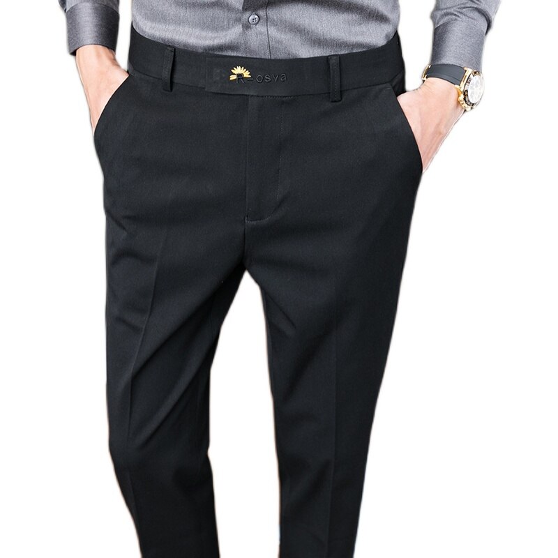 Krysantemum broderi menn business kjole bukser casual slim fit dressbukser bryllup kontor sosiale bukser pantalon homme 28-36