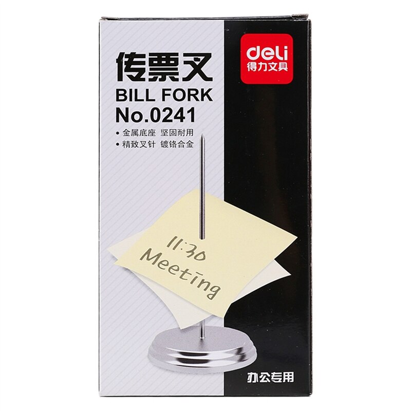 Deli 0241 Bill fork desk memo fork clip Metal bill fork memo paper fork clip