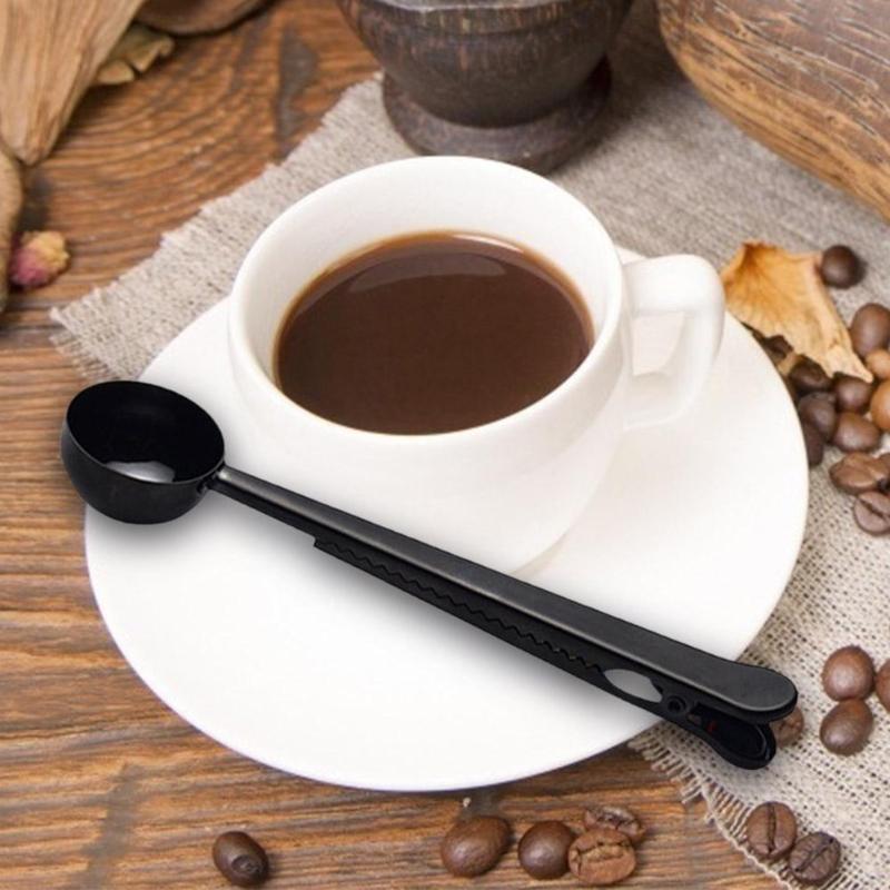 Cuchara de cocina o cafetería con Clip, cuchara medidora de té y café de acero inoxidable