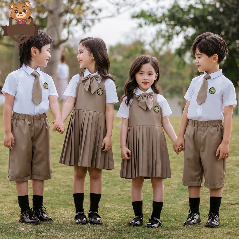 Uniforme scolaire coréen japonais pour enfants, pour filles et garçons, chemise blanche, Blazer, manteau à bretelles, robe, short, ensemble de vêtements, tenue d&#39;étudiant