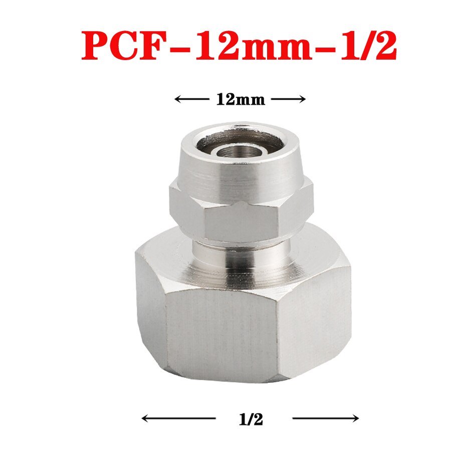 Pneumatische twist fit 4/6/8/10/12mm od slang  x 1/8 " 1/4 " 3/8 " 1/2 " binnendraad koper nikkel plating luchtslang snelkoppeling: Pcf - od12mm-04