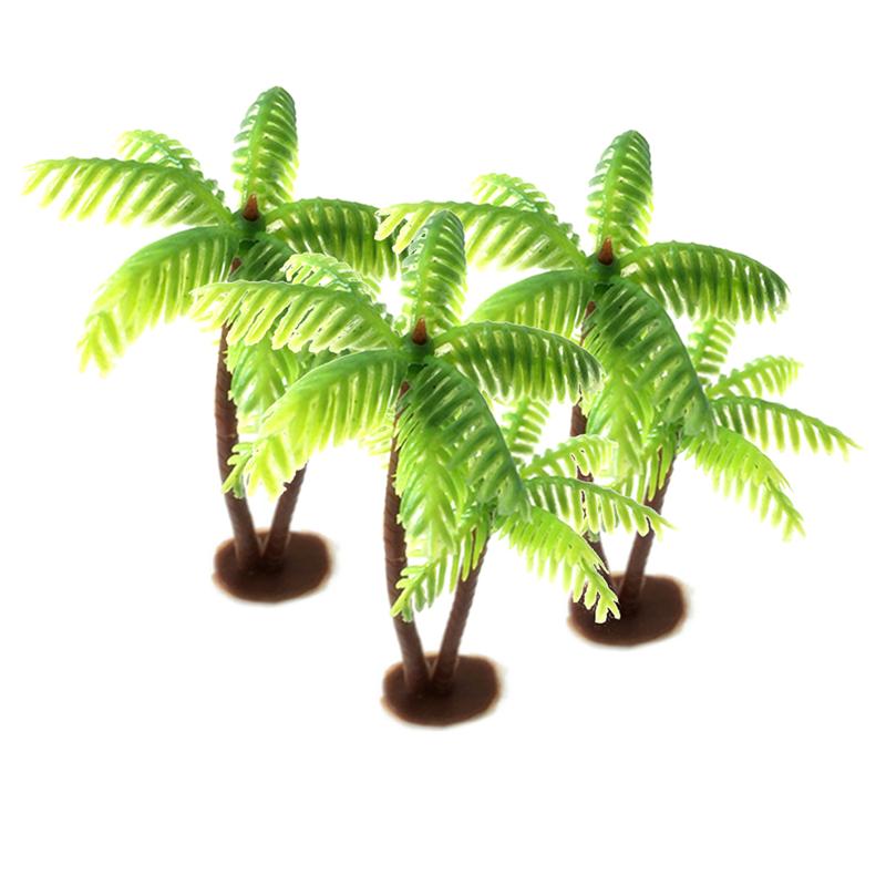 12 piezas de plástico de coco palmera plantas artificiales macetas de plantas en miniatura Bonsai artesanía Micro paisaje DIY decoración para el hogar A3: 3pcs