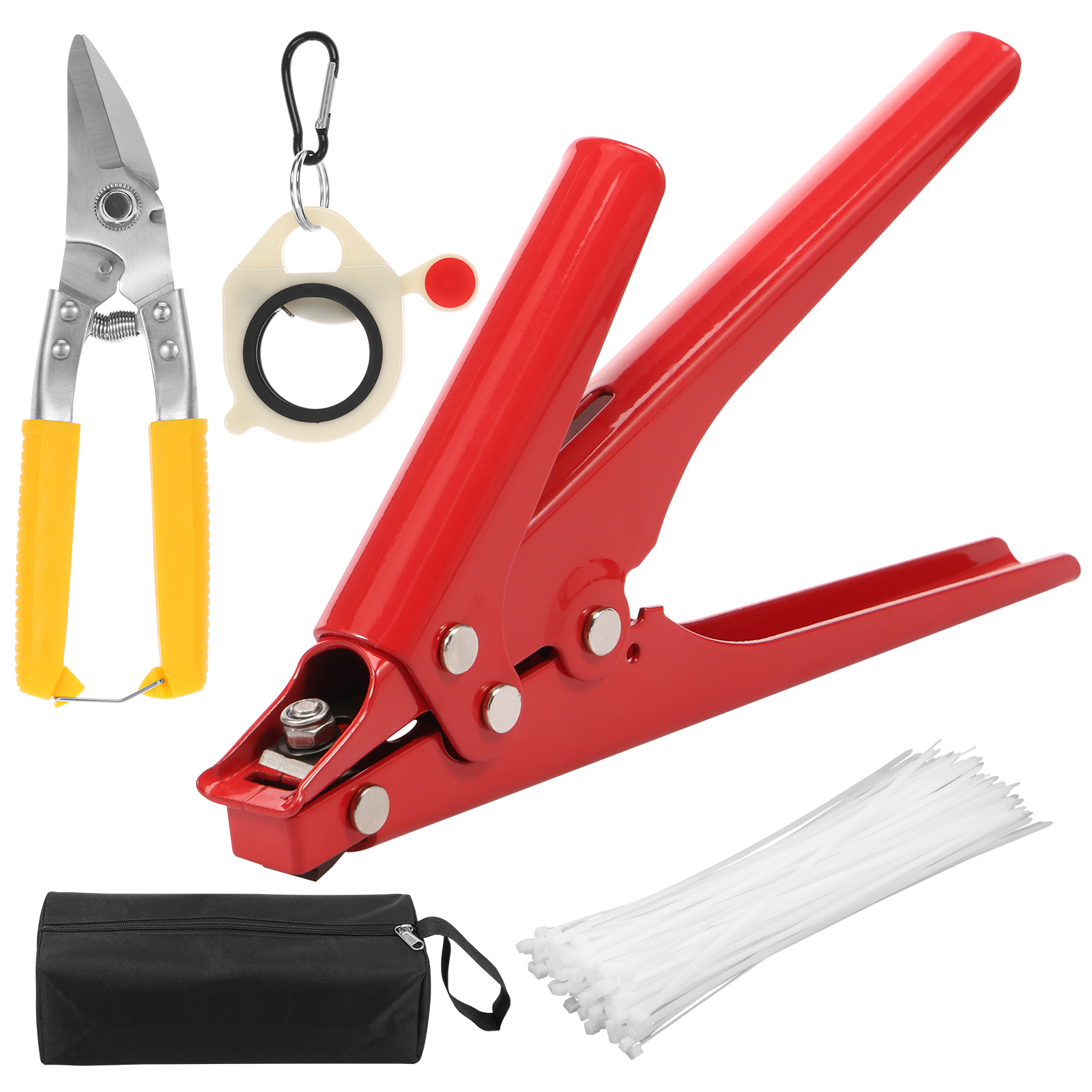 Juego de herramientas para bridas de cables de Metal, alicates/pistolas ajustables, herramienta de tensión automática de bridas con cremallera para gestión de cables de trabajo eléctrico