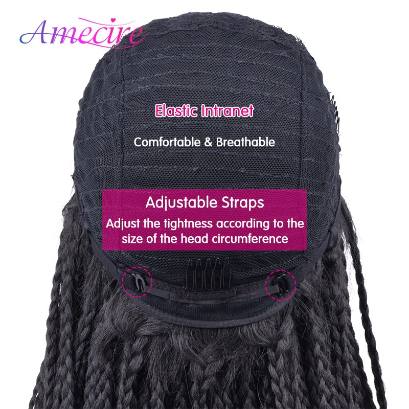 Long Synthetic Headband Wigs Box Braid Wig With Headband 26'' Long Braided Wigs For Black Women Heat Resistant Twist Braids