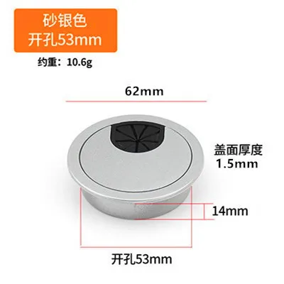 Dual Usb 50 53 60 80mm Wire Hole Cover Round Home Office Table Outlet Port Line Box Computer Desk Cord Grommet Cable Organizer: Black & White / 1pcs