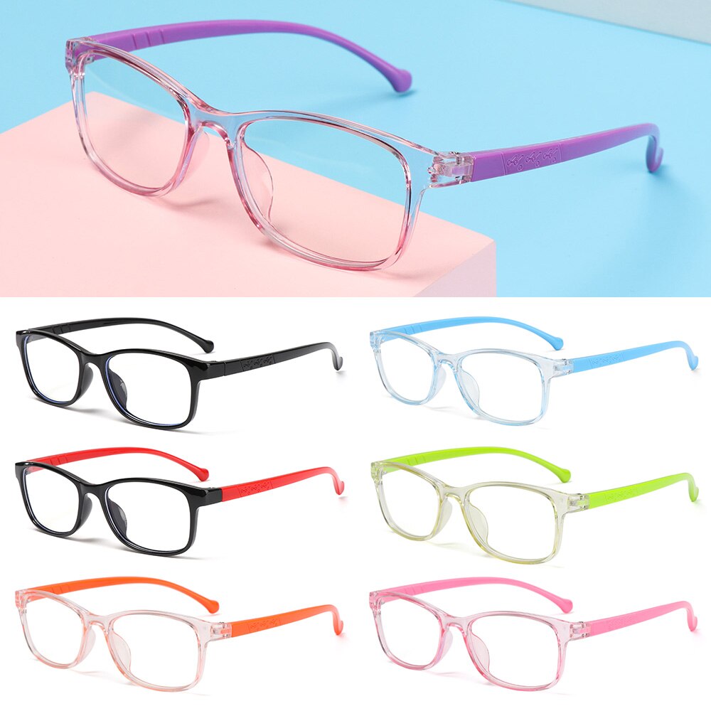 1 Pc Kids Anti-Blue Light Glasses Boys Girls Computer Eye Protection Eyeglasses Ultra Light Frame Student Online Classes Eyewear