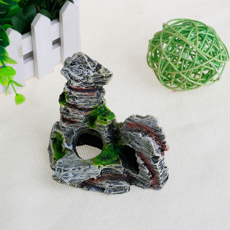 Harpiks materiale smuk bjergudsigt akvarium sten hule træ bro akvarium ornament dekoration landskab dekorativ