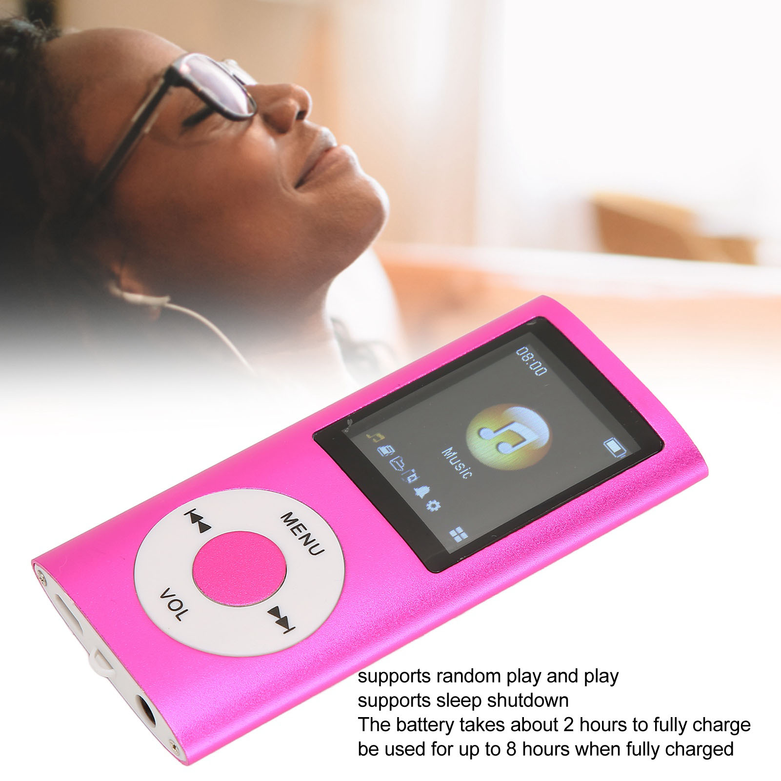1,8-Zoll-Player unterstützt Speicherkarte, ultradünner LCD-MP3-Player mit Bluetooth für Schüler, die laufen, gehen, MP3-Player, LCD-Player
