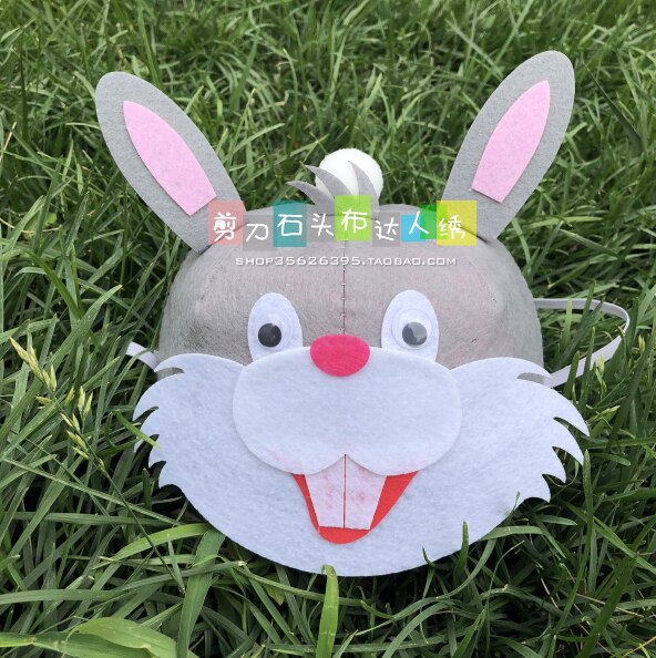 Adornos para la cabeza para niños, tela kit de fieltro, tela no tejida, manualidades DIY, juego de costura, Material para manualidades, suministros de costura DIY: Rabbit