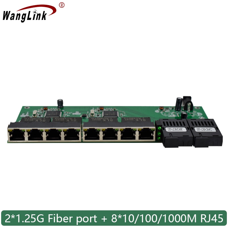 10/100/1000m gigabit ethernet switch fibra óptica conversor de mídia pcba 8 rj45 utp e 2 sc fibra porta placa pcb