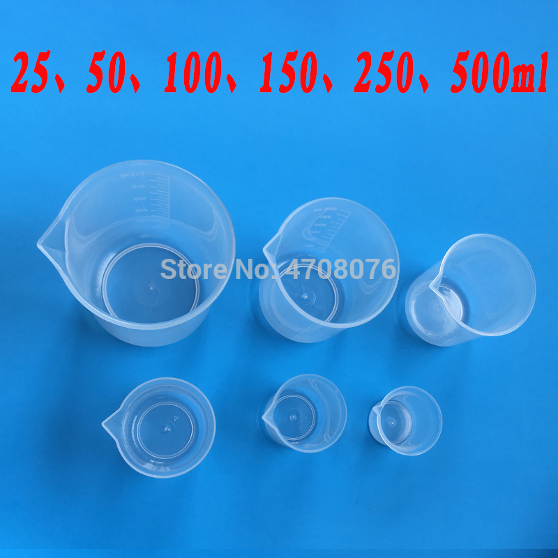 25-500ml PP laboratory measuring cup with scale mark Plastic Lab beaker clear flat bottom for scientific experiment