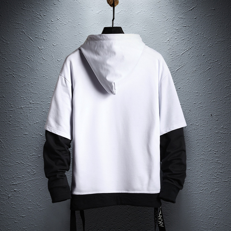 Patchwork hoodie sweatshirt heren herfst hiphop katoenen pullover hoodies streetwear japanse stijl kleding colorblock hoodie