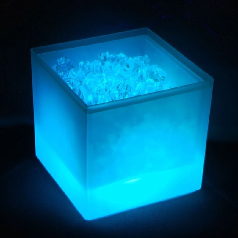 Barra de cubitera cuadrada de doble capa LED duradera, soporte de agua para vino helado R66B
