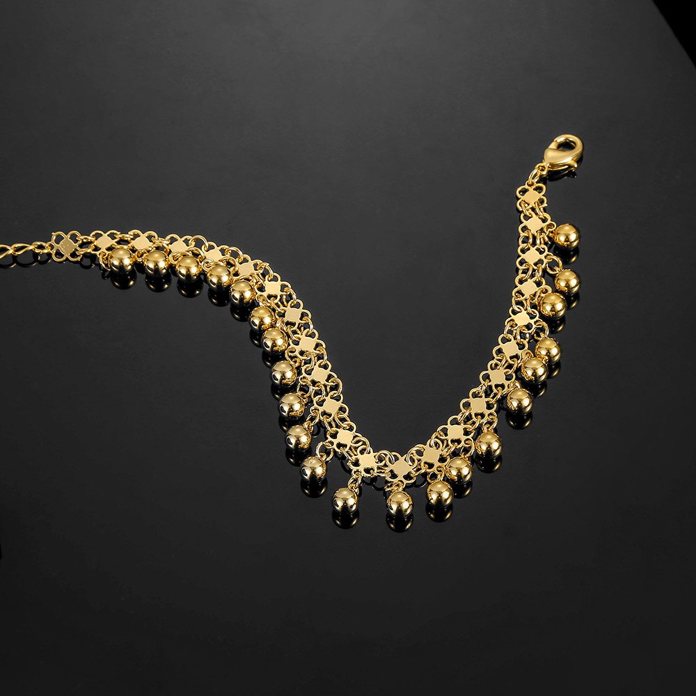 Moslim Islamitische Eenvoudige Leuke Armband Goud Kleur Bal Hanger Charme Allah Ketting Armbanden Voor Islam Vrouwen Moslim Geen Vervagen Sieraden