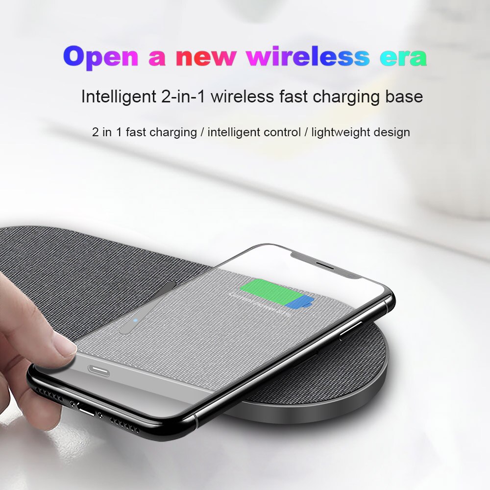 20w rápida estação de carregamento sem fio para samsung s20 s10 dupla 10w 2 em 1 carregador sem fio almofada para iphone 11 xs xr x 8 airpods pro