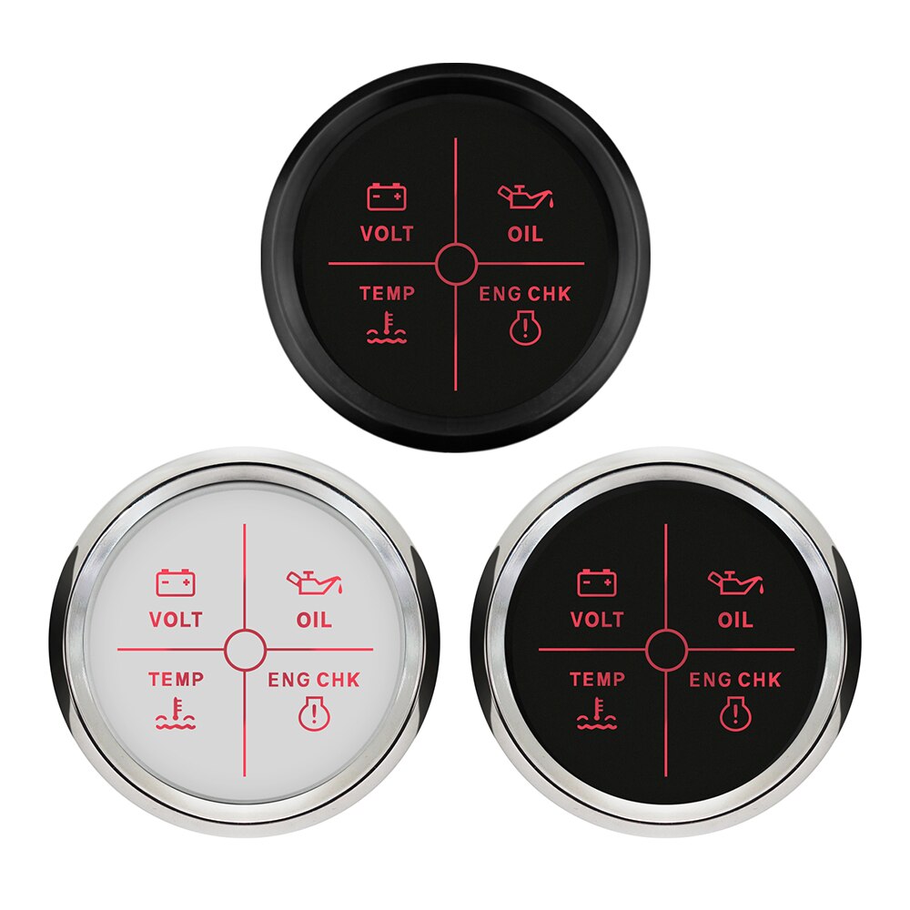 4LED Motor Alarm Indicator Gauge 2 "12V/24V Voor Auto Boot Motorfiets Met Backlight