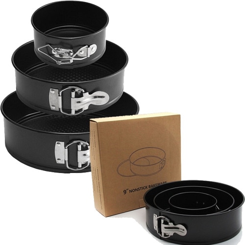 Set Of 3 Non Stick Spring Form Round Cake Baking Bake Tin Tray Pan Bakeware