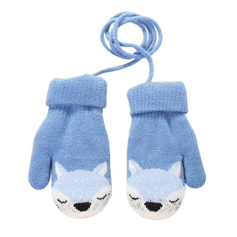 2Layer Cartoon Kinderen Gebreide Handschoenen Plus Fluwelen Jongen Meisjes Ski Handschoenen Winter Warm Dikker Kinderen Wanten Peuter Handschoenen voor 3-6Y