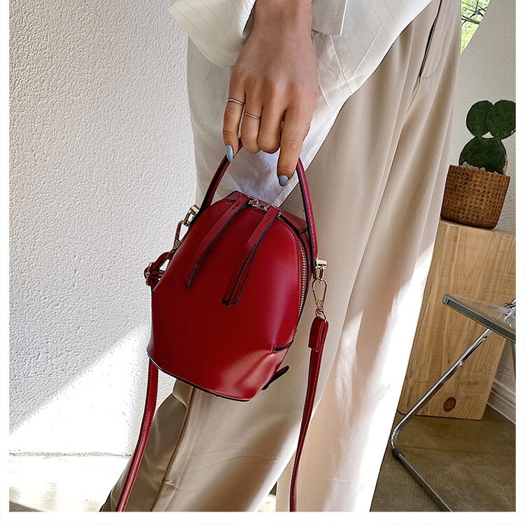 Vrouwelijke Pu Emmer Zak, 7 Inch Clutch, Dubbele Rits Diagonaal Tas, Zwart Rood Kaki: wine red