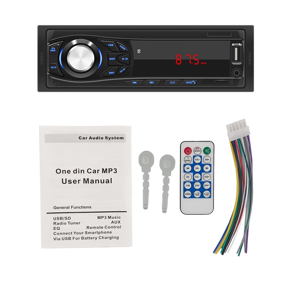 Bluetooth Autoradio Autoradio Radio Fm Aux Ingang Ontvanger Sd Usb 1030 12V In-Dash 1 Din Auto MP3 Multimedia Speler
