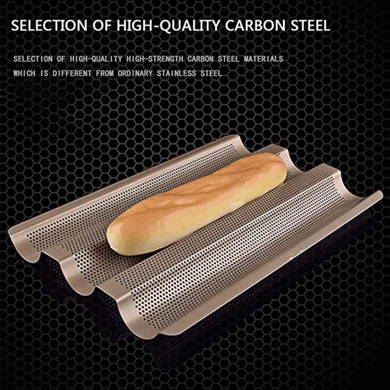 Golden Wave Baking Tray French Bread Baking Mold Bread Practical Cake Baguette Mold Pans 3 Groove Waves Bread Baking Tools Gold