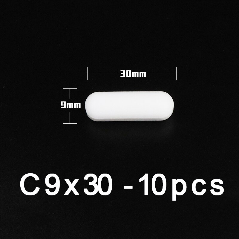 PTFE Magnet Rührer Rühren Bar Zylindrischen Typ-C Magneton Rühren Rührgerät Weiß Dreh Riegel, mehrere Größen Für Wahl, 10 stücke: C9x30mm-10Stck