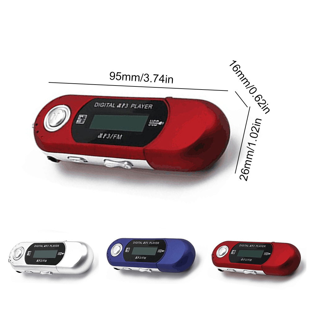 Mini MP3 Player Lossless Sound Flash Drive Multilanguage LCD Music Player with 3.5mm Audio Jack One Finger Control