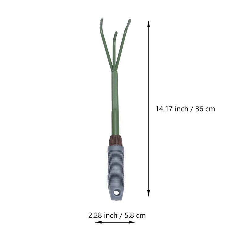 Gardening Tool Agricultural Rake Three Teeth Rake Steel Fork Kit Portable Loose Soil Tool Garden Tool Supplies for Garden Lawn