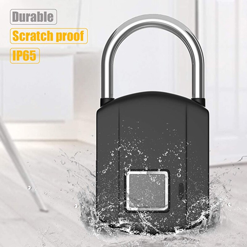 Fingerprint Padlock IP65 Waterproof Smart Padlock Security Biometric Padlock Thumbprint Locks for Outdoor/Gym Locker