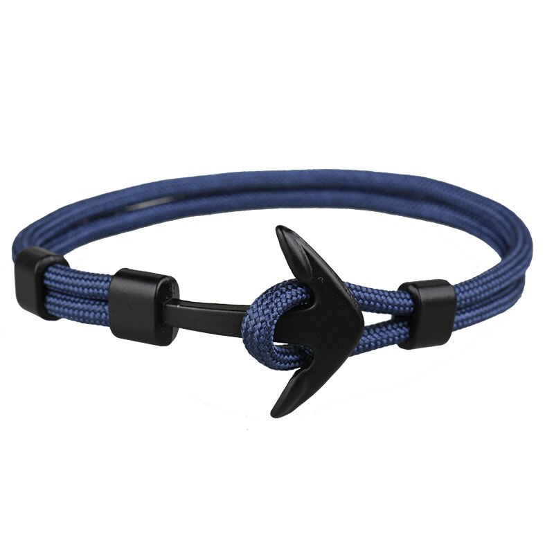 Black Color Anchor Hologram Bracelets Men Survival Rope Chain Paracord Bracelet Metal Sport Hooks: color 10